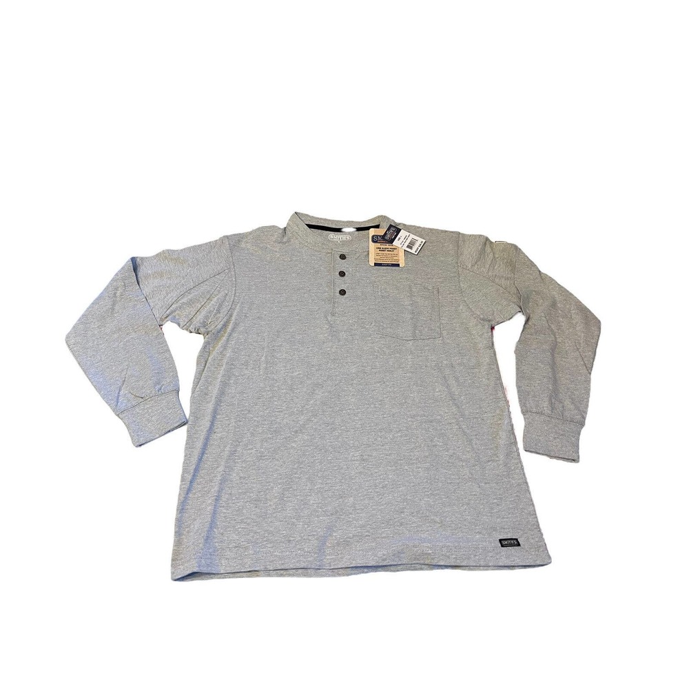 Smith's Workwear Thermal Shirt Mens L Gray 1/4 Button Pullover Long Sleeve NWT